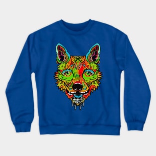 Chupacabra Head Psychedelic Art - Surreal Cryptid Illustration Crewneck Sweatshirt